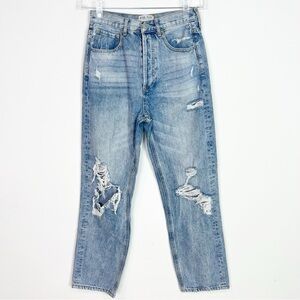 BLANK PAIGE DENIM COLLECTION DISTRESSED STRAIGHT HIGH RISE JEANS WOMENS SMALL